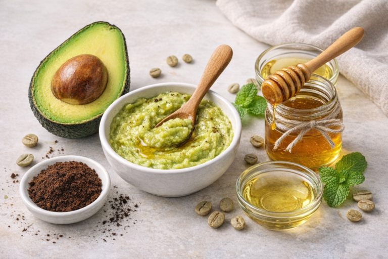 natürliche hautpflegezubereitung mit avocado